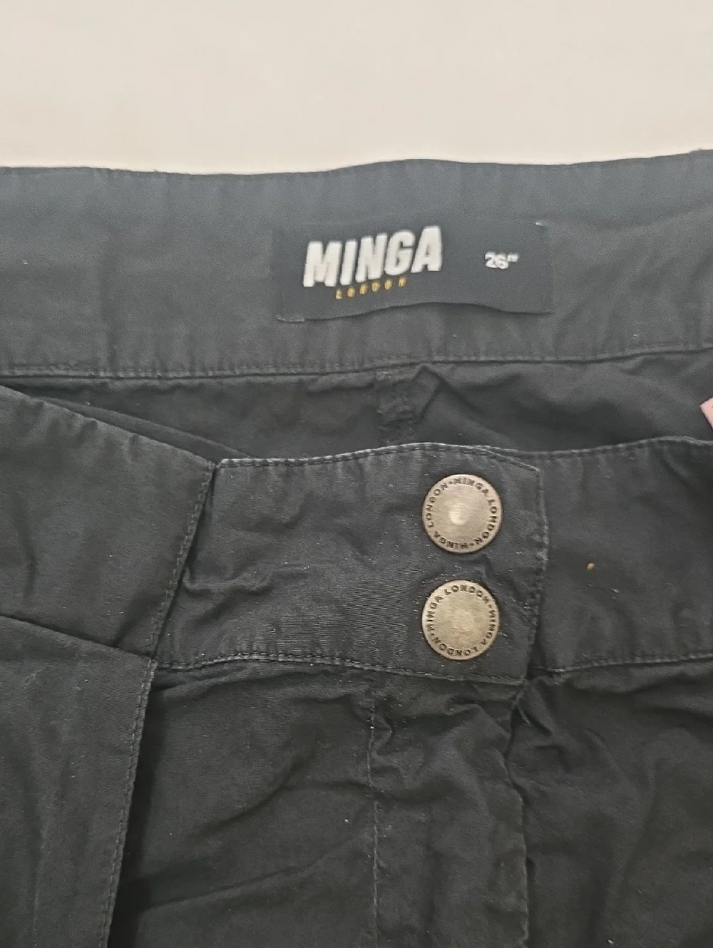 Minga‎ London Black Drawstring Cargo Jogger Pants - 26